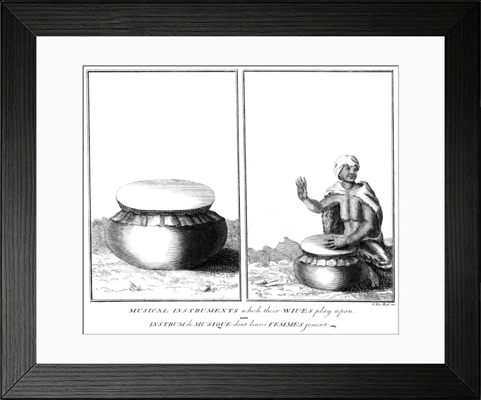 Framed Print : Regional African music: woman drummer, 1739 Framed Print : Regional African music: woman drummer, 1739