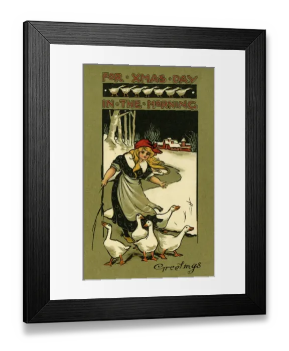 Framed Print : Goose girl and her flock Framed Print : Goose girl and her flock