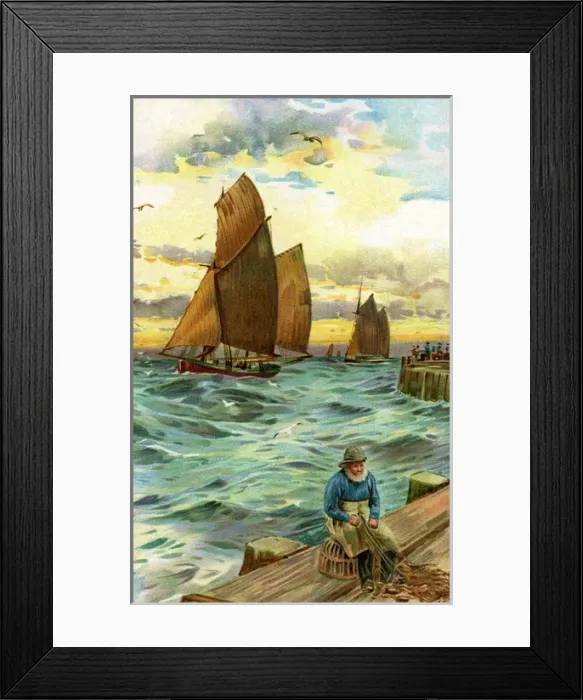 Framed Print : Fisherman repairing nets Framed Print : Fisherman repairing nets