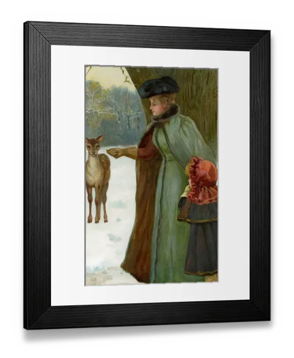 Framed Print : Winter scene with deer Framed Print : Winter scene with deer