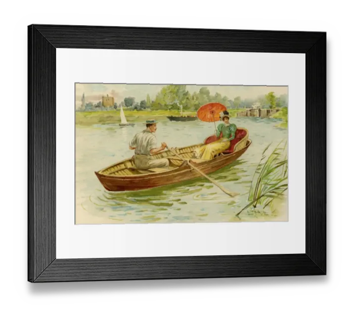 Framed Print : Couple rowing Framed Print : Couple rowing