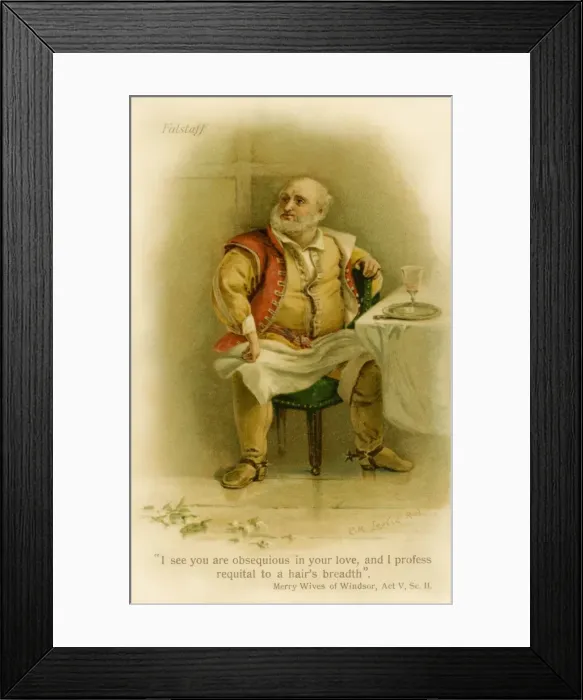 Framed Print : Falstaff. A portrait of Sir John Falstaff in Shakespeares The Merry Wives of Windsor Framed Print : Falstaff. A portrait of Sir John Falstaff in Shakespeares The Merry Wives of Windsor
