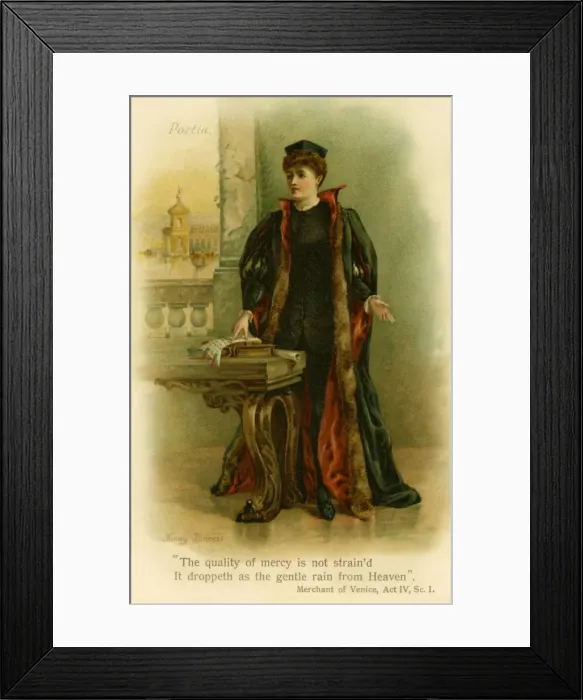 Framed Print : Portia. A portrait o fPortia in Shakespeares Merchant of Venice. Date: 1891 Framed Print : Portia. A portrait o fPortia in Shakespeares Merchant of Venice. Date: 1891