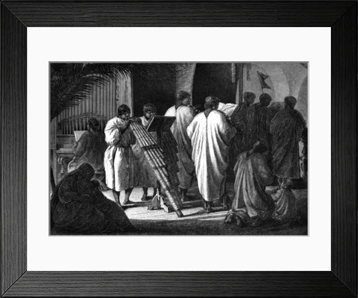 Framed Print : Peruvian music: mass accompanied by native instruments Framed Print : Peruvian music: mass accompanied by native instruments
