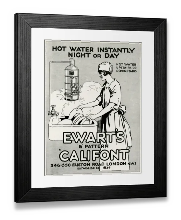 Framed Print : Advert for Ewarts Califont hot water 1926 Framed Print : Advert for Ewarts Califont hot water 1926