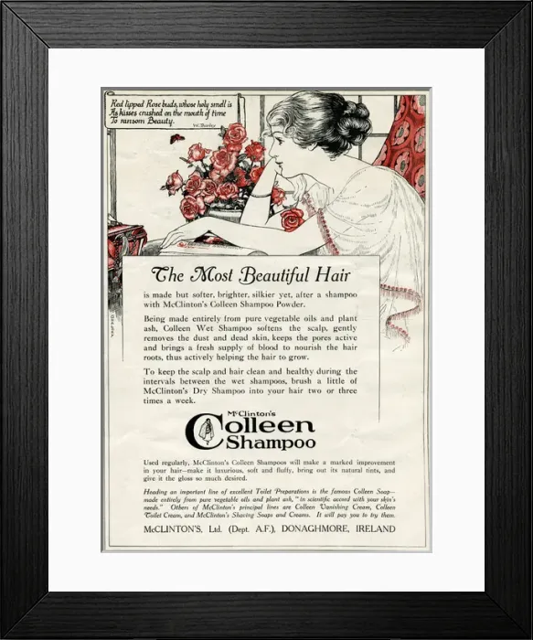 Framed Print : Advert for Colleen shampoo 1918 Framed Print : Advert for Colleen shampoo 1918