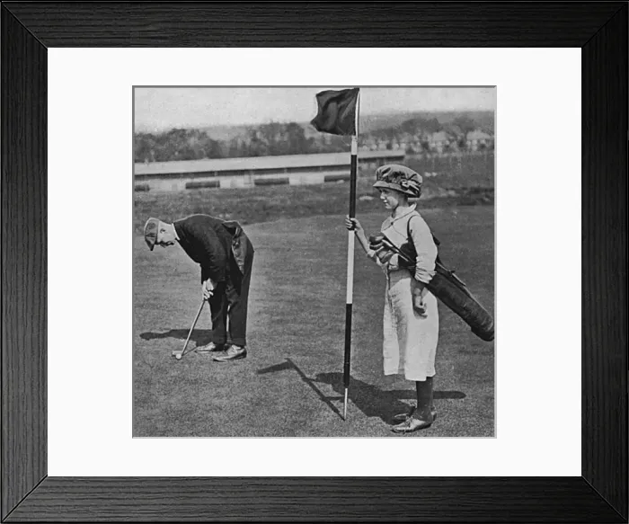 Framed Print : Girl golf caddy, WW1 Framed Print : Girl golf caddy, WW1