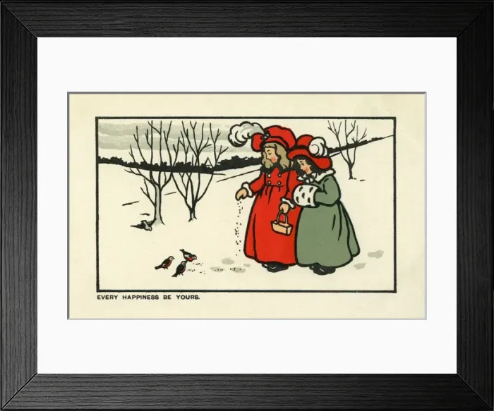 Framed Print : Feeding the birds in the snow Framed Print : Feeding the birds in the snow