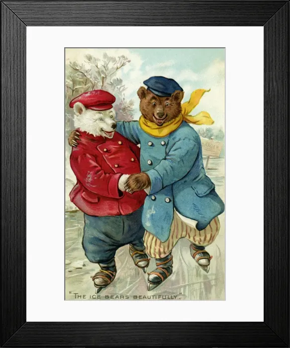 Framed Print : Bears skating on the ice Framed Print : Bears skating on the ice