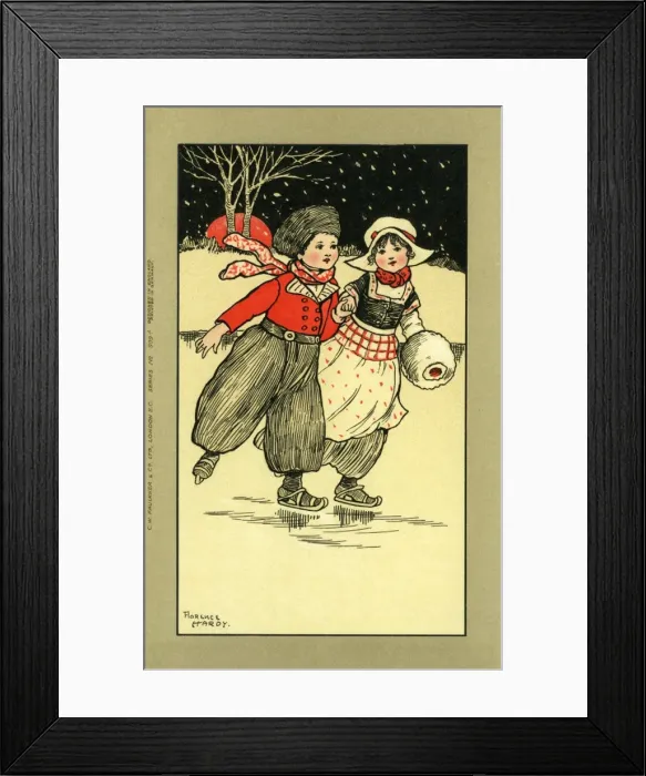Framed Print : Skating couple by Florence Hardy Framed Print : Skating couple by Florence Hardy