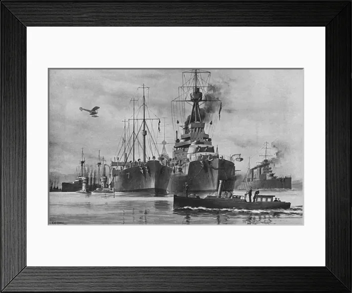 Framed Print : British oil carrier fuelling a super dreadnought & submarine Framed Print : British oil carrier fuelling a super dreadnought & submarine