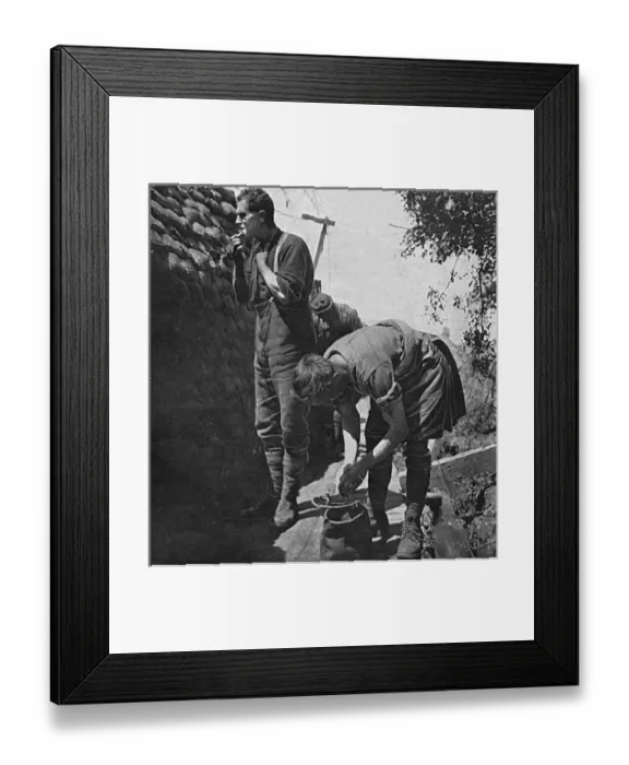 Framed Print : A Wash & Shave, Canadians on the Western Front, WW1 Framed Print : A Wash & Shave, Canadians on the Western Front, WW1