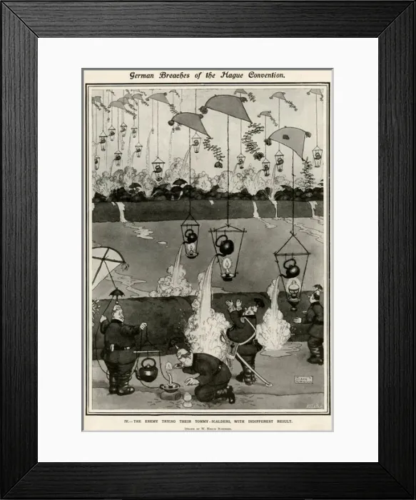 Framed Print : The enemy trying their tommy - scalders by W H Robinson