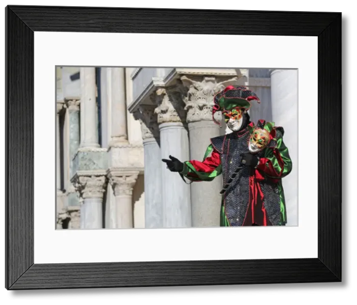 Framed Print : Man wearing Venice Carnival Jester Costume Framed Print : Man wearing Venice Carnival Jester Costume