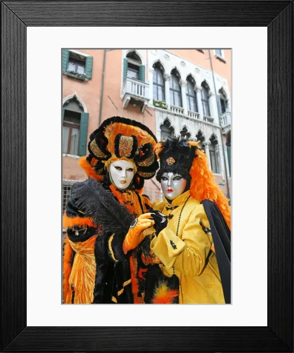 Framed Print : Couple wearing Venice Carnival Costumes Framed Print : Couple wearing Venice Carnival Costumes