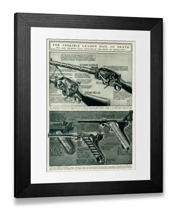 Framed Print : Two weapons automatic rifle & Germans automatic pistol 1917 Framed Print : Two weapons automatic rifle & Germans automatic pistol 1917