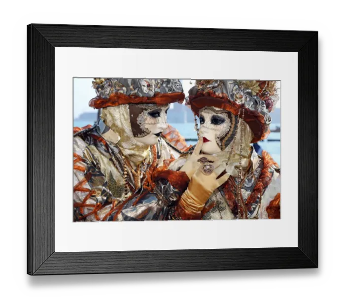 Framed Print : Couple wearing Venice Carnival Costumes Framed Print : Couple wearing Venice Carnival Costumes