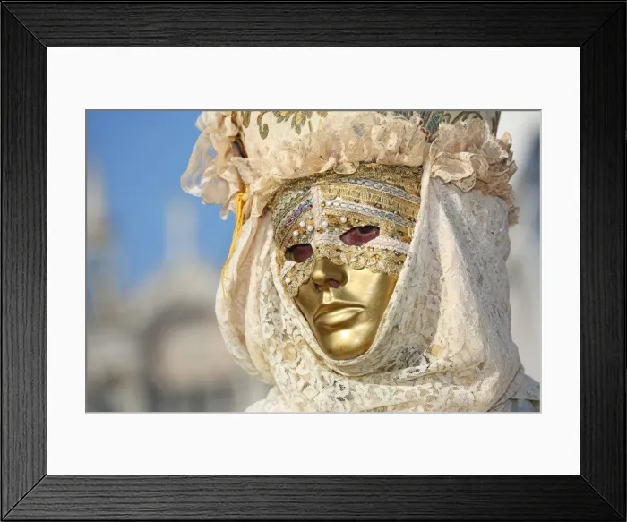 Framed Print : Man wearing Venice Carnival Costume Framed Print : Man wearing Venice Carnival Costume