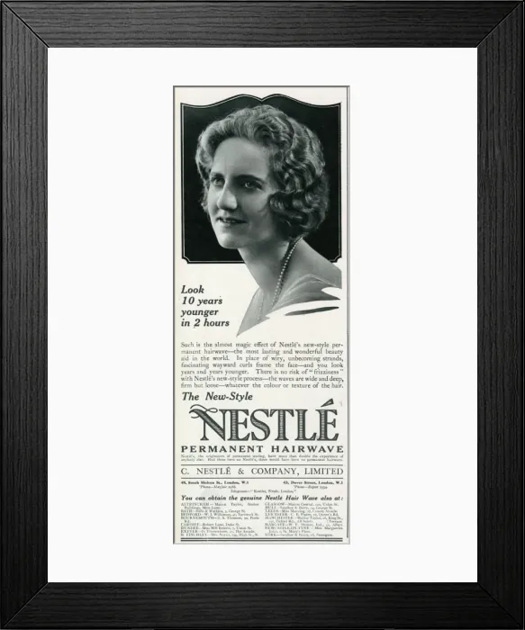 Framed Print : Advert for Nestle permanent hairwave 1923 Framed Print : Advert for Nestle permanent hairwave 1923