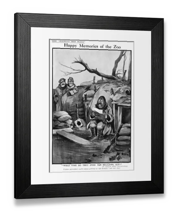 Framed Print : Happy Memories of the Zoo by Bairnsfather Framed Print : Happy Memories of the Zoo by Bairnsfather