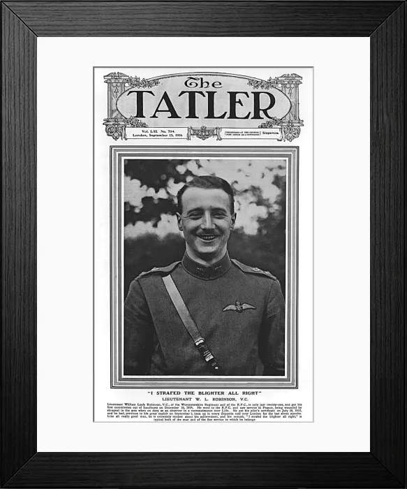 Framed Print : Tatler front cover, William Leefe Robinson, V. C. WW1 Framed Print : Tatler front cover, William Leefe Robinson, V. C. WW1