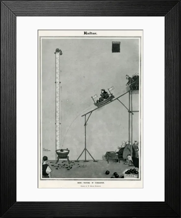 Framed Print : Kulture - Mine-Testing at Cuxhaven, WW1 Heath Robinson Framed Print : Kulture - Mine-Testing at Cuxhaven, WW1 Heath Robinson