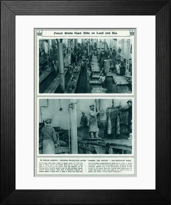 Framed Print : French shells used on Land and Sea WWI Framed Print : French shells used on Land and Sea WWI
