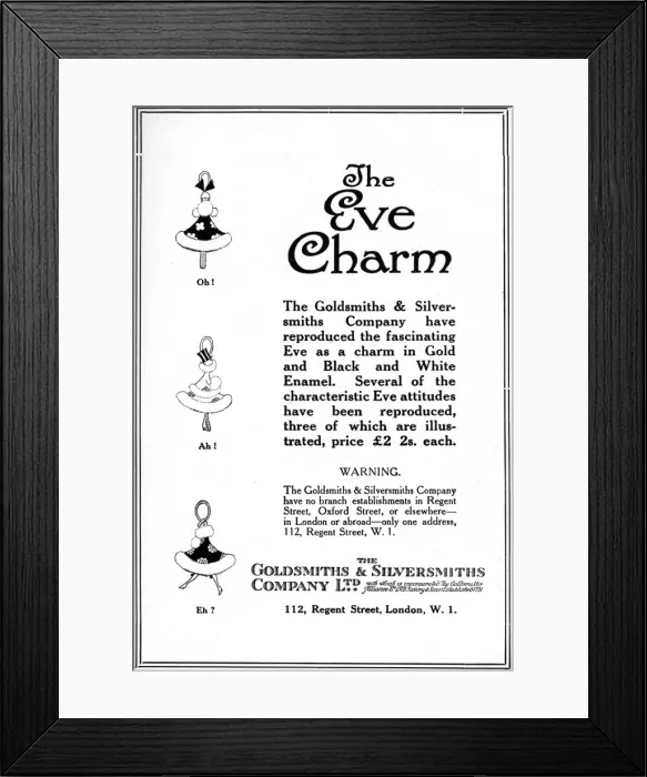 Framed Print : The Eve charm, WW1 advertisement Framed Print : The Eve charm, WW1 advertisement