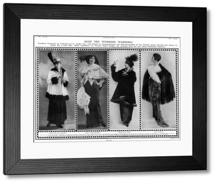 Framed Print : Keep the Workers Working, Buying fur coats during WW1 Framed Print : Keep the Workers Working, Buying fur coats during WW1