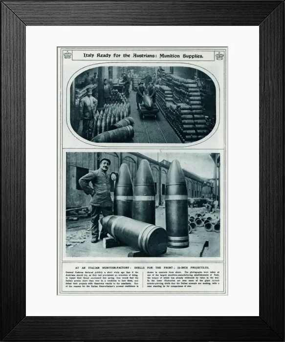 Framed Print : Italy ready for the Austrians: munition supplies 1917 Framed Print : Italy ready for the Austrians: munition supplies 1917