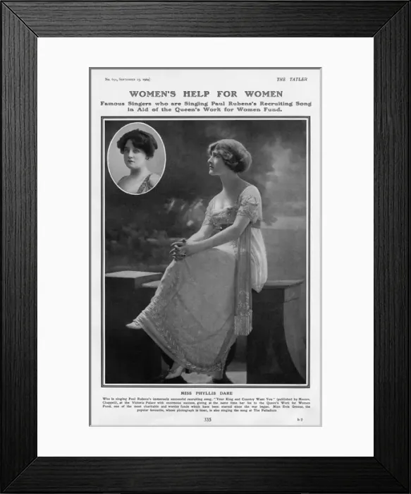 Framed Print : Phyllis Dare and Evie Greene singing recruiting songs, WW1