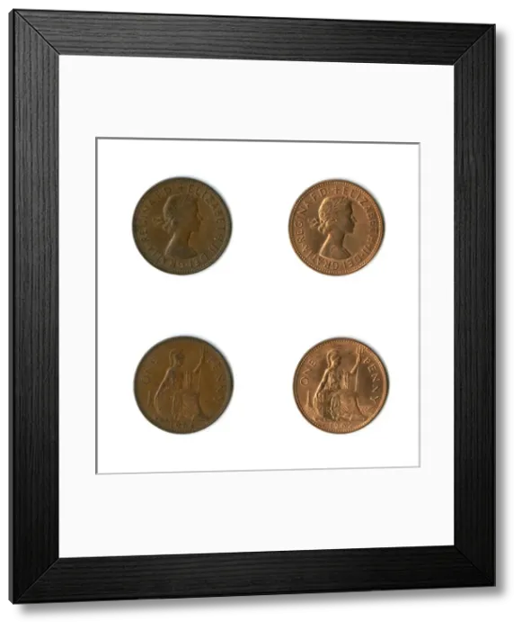 Framed Print : British coins, two Elizabeth II pennies Framed Print : British coins, two Elizabeth II pennies