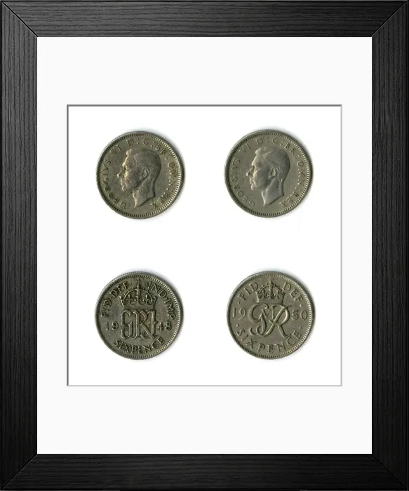 Framed Print : British coins, two George VI sixpences Framed Print : British coins, two George VI sixpences