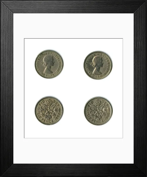 Framed Print : British coins, two Elizabeth II sixpences Framed Print : British coins, two Elizabeth II sixpences
