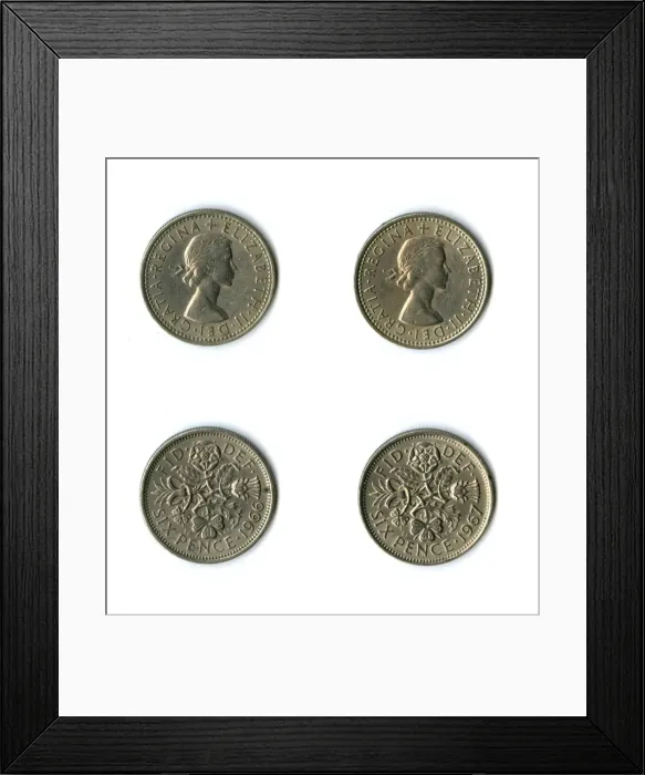 Framed Print : British coins, two Elizabeth II sixpences Framed Print : British coins, two Elizabeth II sixpences