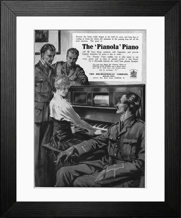 Framed Print : The Pianola Piano advertisement, WW1 Framed Print : The Pianola Piano advertisement, WW1