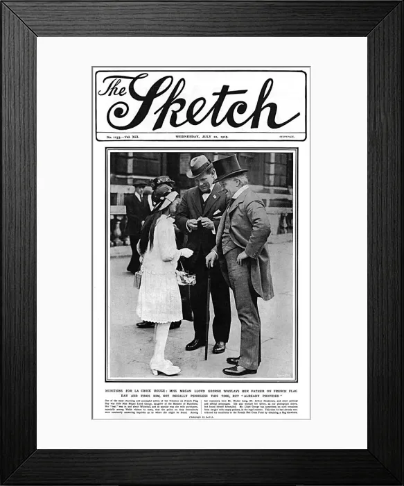 Framed Print : Lloyd George & daughter on French Flag Day, WW1 Framed Print : Lloyd George & daughter on French Flag Day, WW1
