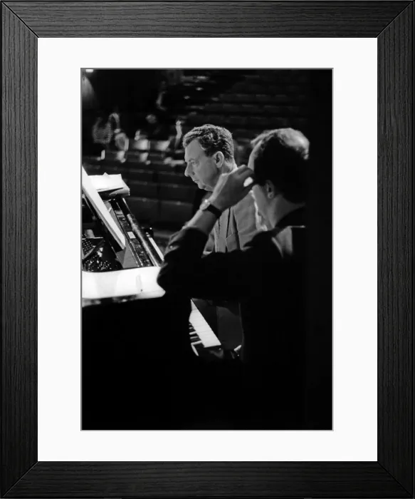 Framed Print : Benjamin Britten working on his score Framed Print : Benjamin Britten working on his score