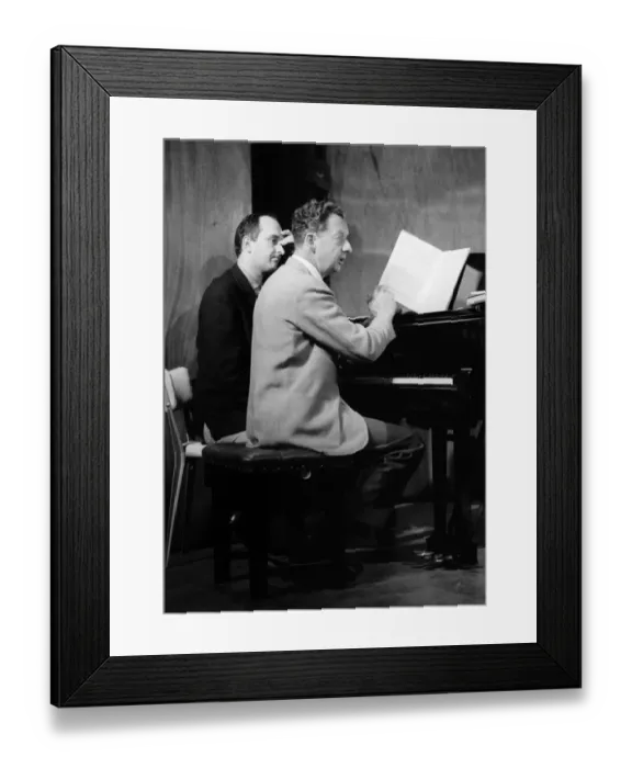 Framed Print : Benjamin Britten working on his score Framed Print : Benjamin Britten working on his score