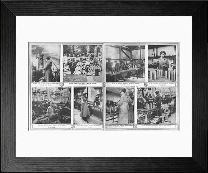 Framed Print : Society munition-workers, lady volunteers making shells, WW1 Framed Print : Society munition-workers, lady volunteers making shells, WW1
