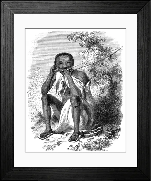 Framed Print : African bushman with goura Framed Print : African bushman with goura