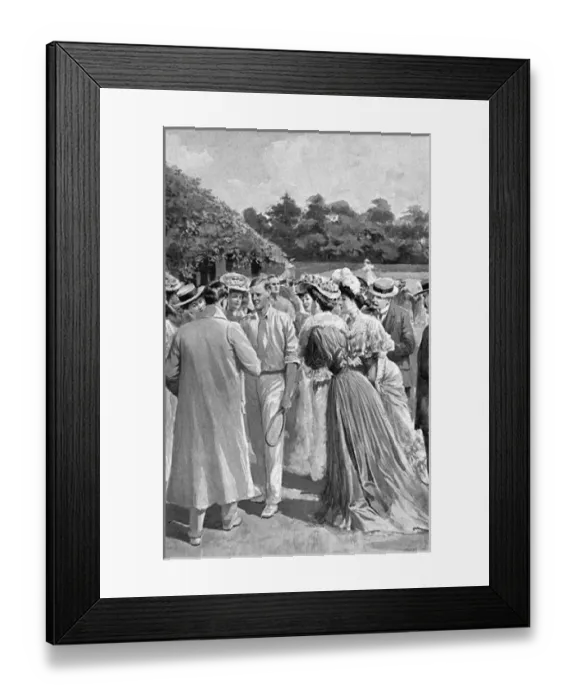 Framed Print : Anthony Wilding being congratulated at Wimbledon, 1905 Framed Print : Anthony Wilding being congratulated at Wimbledon, 1905