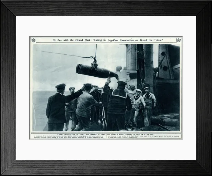 Framed Print : Big-gun ammunition on board the HMS Lion 1917 Framed Print : Big-gun ammunition on board the HMS Lion 1917