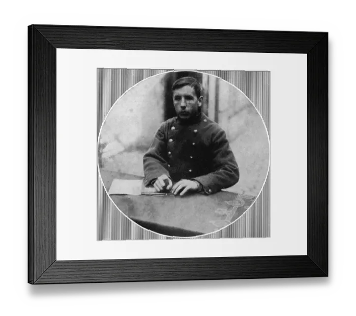Framed Print : Blinded French soldier learning to write, WW1 Framed Print : Blinded French soldier learning to write, WW1