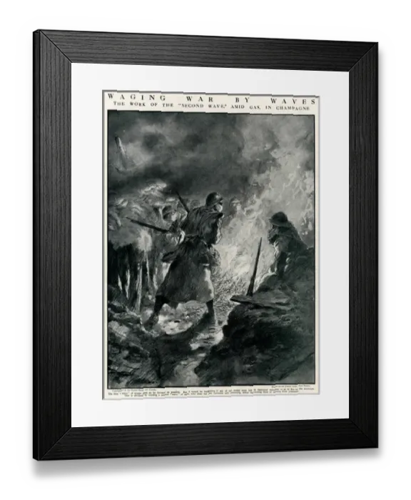 Framed Print : Second wave of French troops in German trenches, WW1 Framed Print : Second wave of French troops in German trenches, WW1
