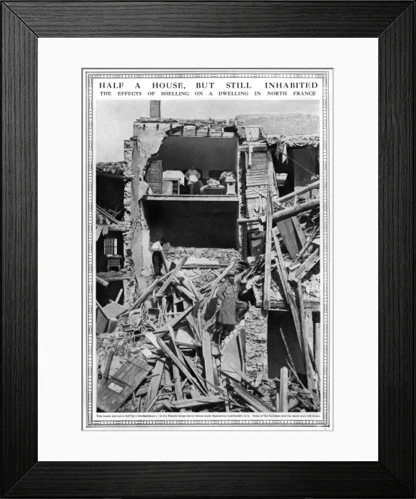 Framed Print : Shelled house in Northern France, WW1 Framed Print : Shelled house in Northern France, WW1