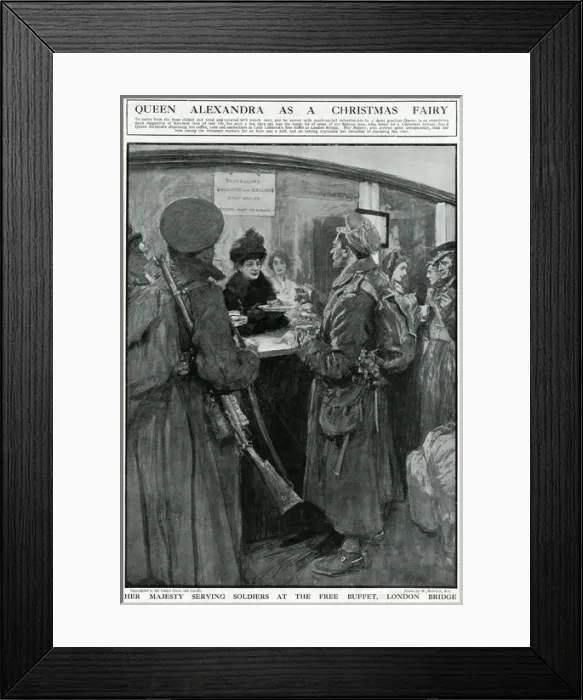 Framed Print : Queen Alexandra serving at London Bridge buffet, WW1 Framed Print : Queen Alexandra serving at London Bridge buffet, WW1
