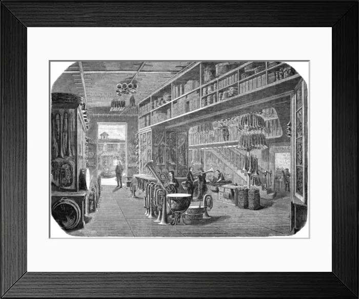 Framed Print : Music shop interior, 1855 Framed Print : Music shop interior, 1855