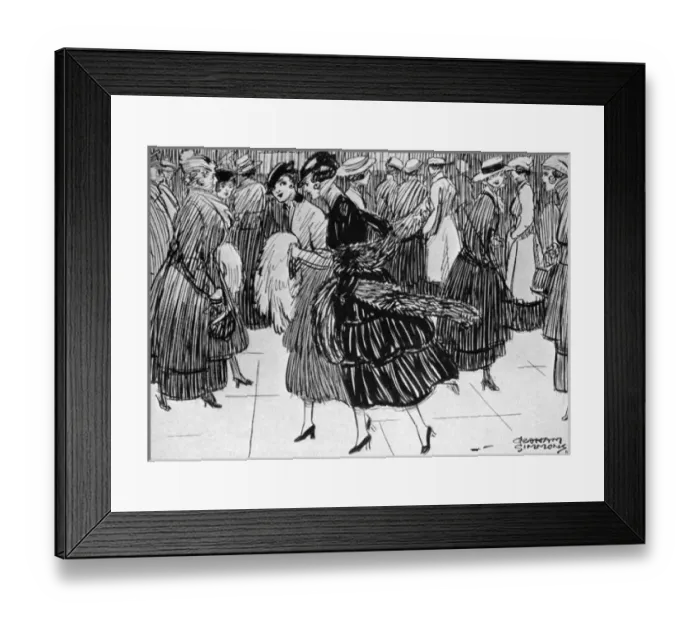 Framed Print : Fashionable ladies consider munitions work Framed Print : Fashionable ladies consider munitions work