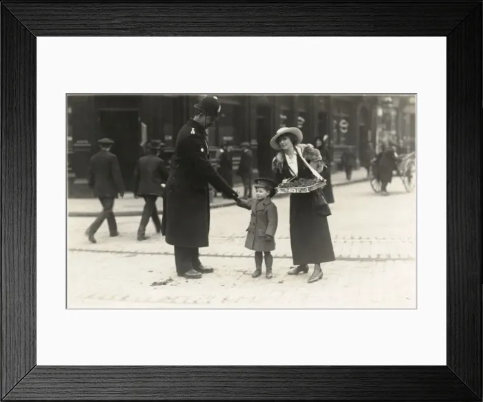 Framed Print : Flag Day, WW1, little boy in miniature uniform Framed Print : Flag Day, WW1, little boy in miniature uniform